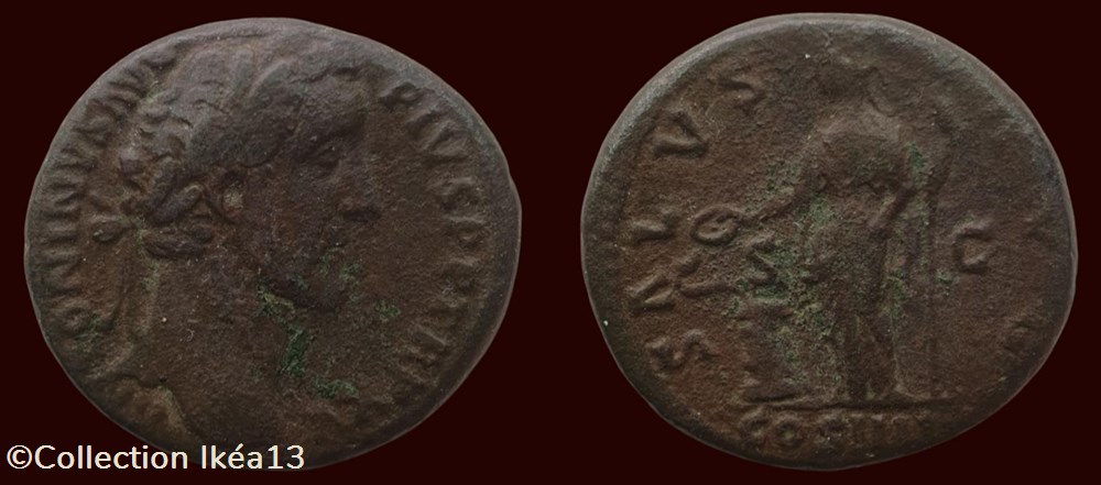 ANTONINVS AVG PIVS P P TR P XV / SALVS AVG-COS IIII monnaies antiques romaines imperiales et republicaines antoninvs avg pivs p p tr p xv salvs avg cos iiii