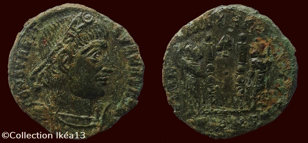 CONSTANTINVS MAX AVG / GLORIA EXERCITVS monnaies antiques romaines imperiales et republicaines constantinvs max avg gloria exercitvs