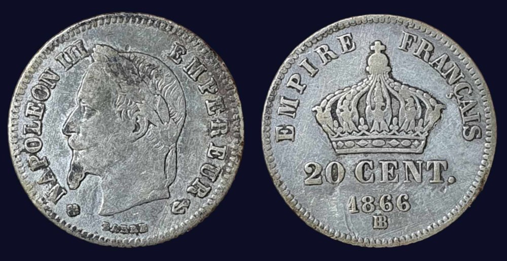 20 centimes Napoléon III, tête laurée, petit module monnaies monde france 20 centimes napoleon iii tete lauree petit module