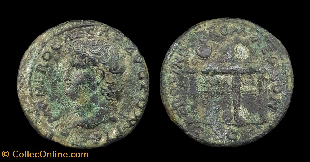 IMP NERO CAESAR AVG PONTIF / CER QVINQ ROMAE CON monnaies antiques romaines imperiales et republicaines imp nero caesar avg pontif cer qvinq romae con