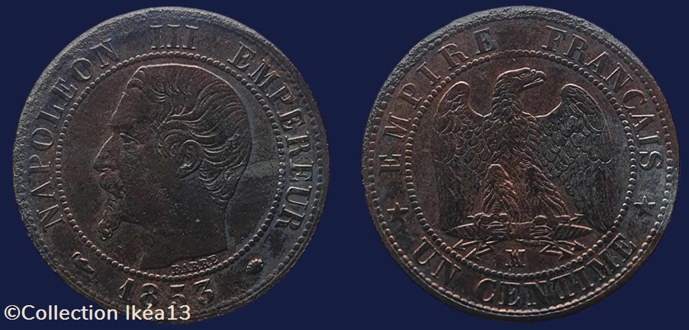 Un centime Napoléon III - 1853 monnaies monde france un centime napoleon iii 1853