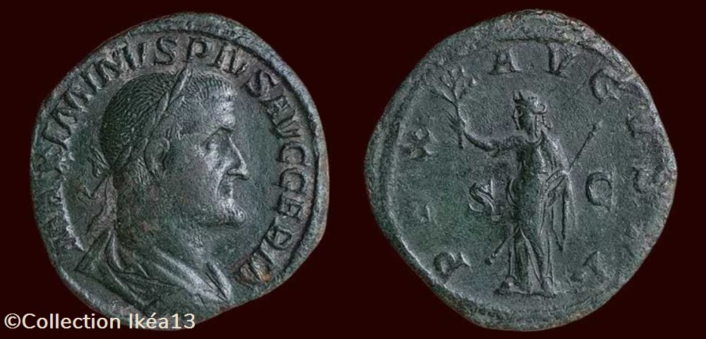 MAXIMINVS PIVS AVG GERM / PAX AVGVSTI / S|C monnaies antiques romaines imperiales et republicaines maximinvs pivs avg germ pax avgvsti s c