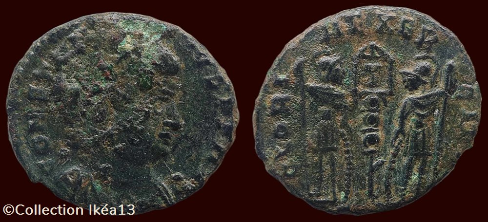 CONSTANTIVS P F AVG / GLORIA EXERCITVS monnaies antiques romaines imperiales et republicaines constantivs p f avg gloria exercitvs