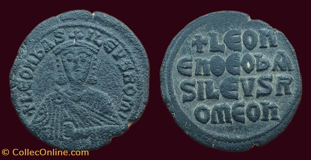LEON BASILEVS ROM / LEON EN QEO BASILEVS ROMEON monnaies byzantines la dynastie macedonienne leon basilevs rom leon en qeo basilevs romeon