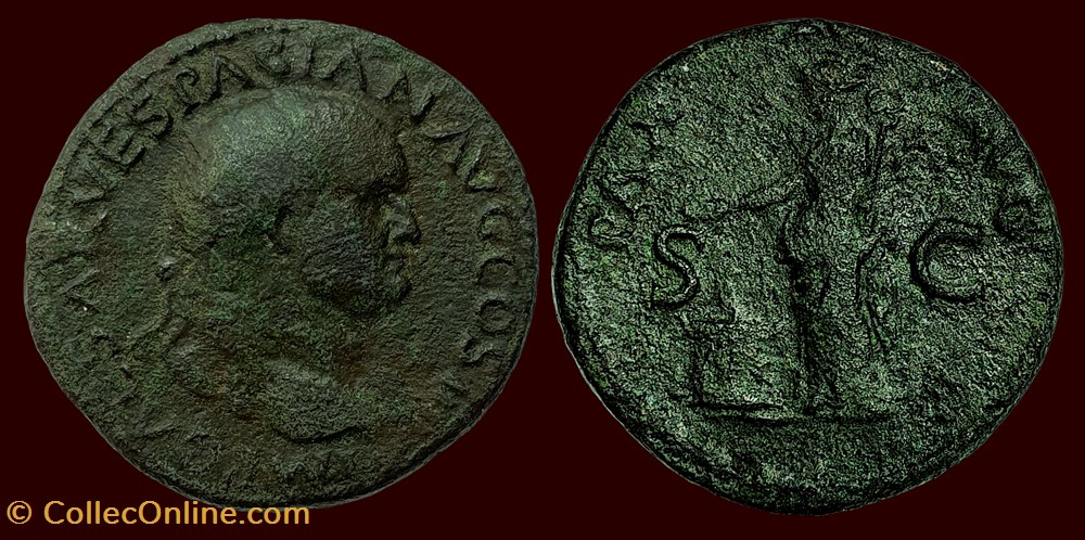IMP CAES VESPASIAN AVG COS IIII / PAX AVG / S|C monnaies antiques romaines imperiales et republicaines imp caes vespasian avg cos iiii pax avg s c