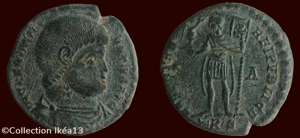 D N MAGNENTIVS P F AVG / FELICITAS REI PVBLICE monnaies antiques romaines imperiales et republicaines d n magnentivs p f avg felicitas rei pvblice