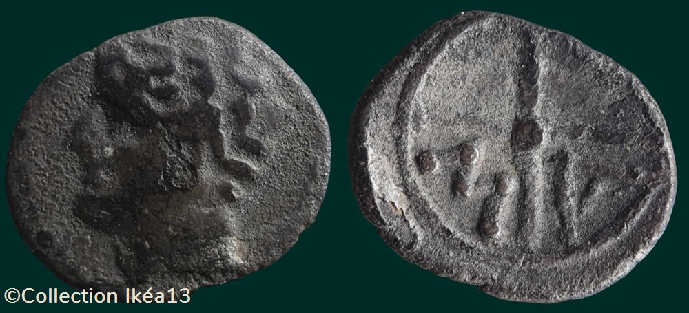 Obole MA, tête à gauche monnaies antiques celtes obole ma tete a gauche