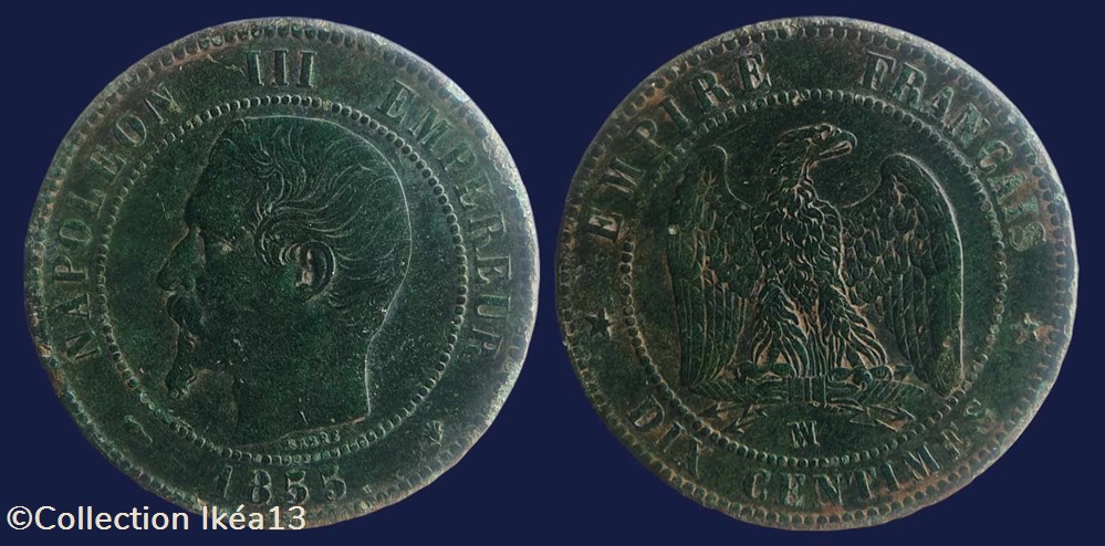Dix centimes Napoléon III - 1855 monnaies monde france dix centimes napoleon iii 1855