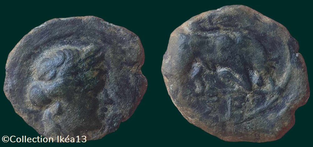 Petit bronze au taureau, Σ, ΜΑΣΣΑ/ΣΕ - PBM-53-4 monnaies antiques celtes petit bronze au taureau pbm 53 4