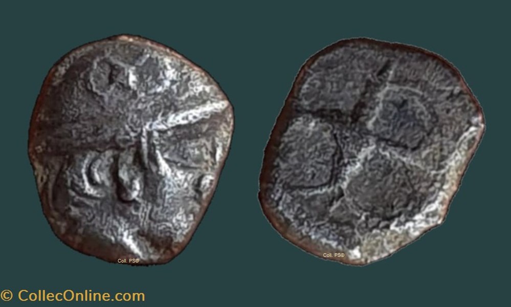 Litra à la tête casquée à droite monnaies antiques celtes litra a la tete casquee a droite