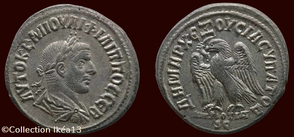AUTOK K M IOUL FILIPPOS SEB / MADHRC EX OUSIAS UPATOD // ANTIOXIA / S|C monnaies antiques romaines provinciales autok k m ioul filippos seb madhrc ex ousias upatod antioxia s c