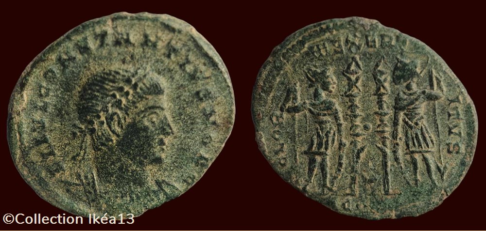 FL IVL CONSTANTIVS NOB C / GLORIA EXERCITVS monnaies antiques romaines imperiales et republicaines fl ivl constantivs nob c gloria exercitvs