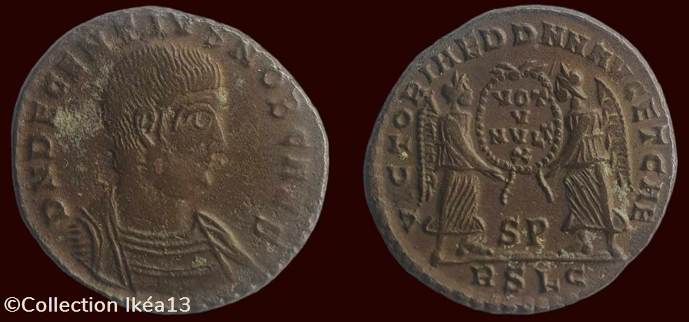 D N DECENTIVS NOB CAES / VICTORIAE DD NN AVG ET CAE monnaies antiques romaines imperiales republicaines d n decentivs nob caes victoriae dd nn avg et cae