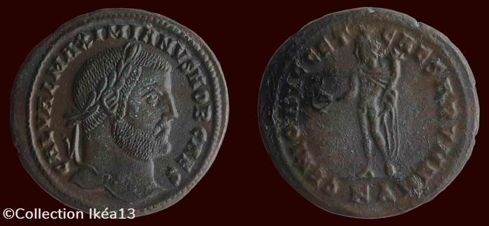 GAL VAL MAXIMIANVS NOB CAES / GENIO AVGG ET CAESARVM NN monnaies antiques romaines imperiales republicaines gal val maximianvs nob caes genio avgg et caesarvm nn