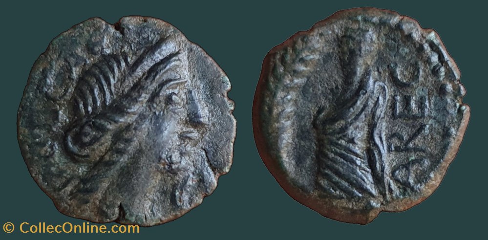Bronze au Démos, VOLCAE AREC monnaies antiques celtes bronze au demos volcae arec