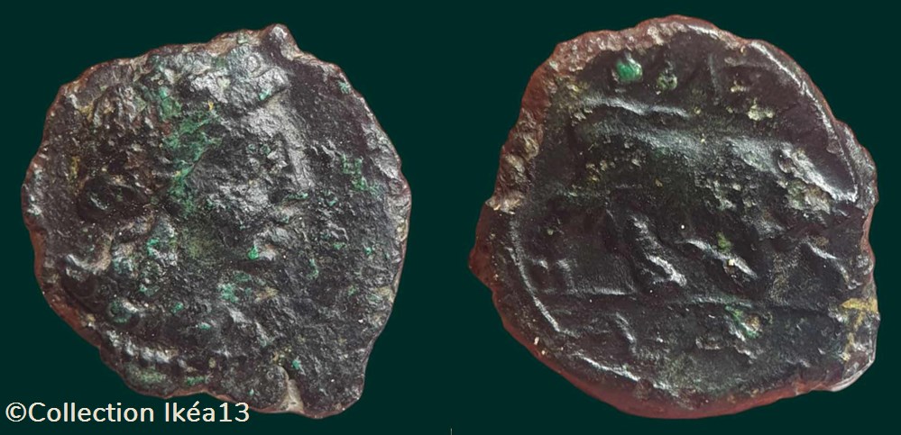 Petit bronze au taureau, ΜΑΣΣΑ/ΑΑ - PBM-47-6 monnaies antiques celtes petit bronze au taureau pbm 47 6