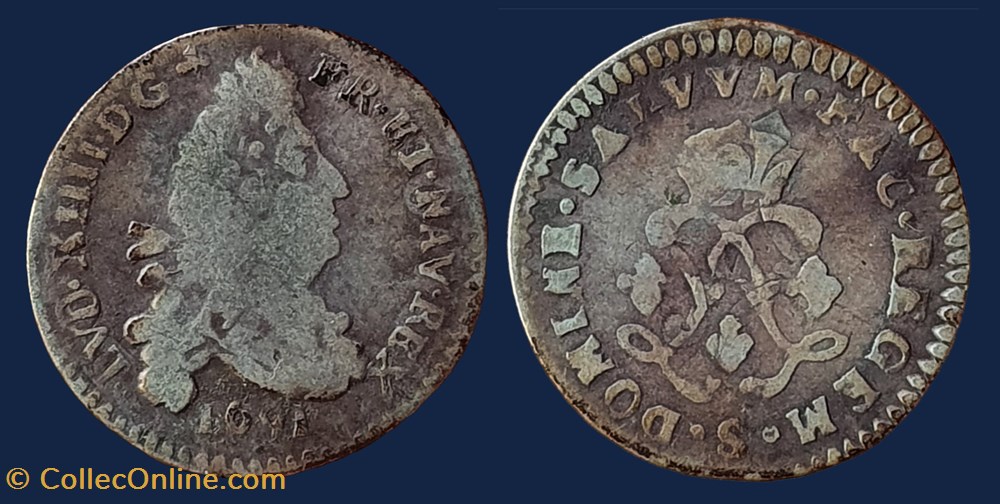 monnaies europe medievale france royales louis xiv le grand ou le roi soleil quadruple sol aux deux l