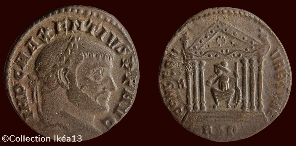 IMP C MAXENTIVS P F AVG / CONSERV VRB SVAE 2 monnaies antiques romaines imperiales et republicaines imp c maxentivs p f avg conserv vrb svae