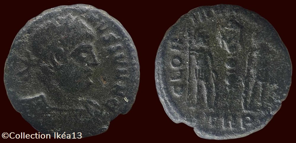 CONSTANTINVS IVN N C / GLORIA EXERCITVS monnaies antiques romaines imperiales et republicaines constantinvs ivn n c gloria exercitvs