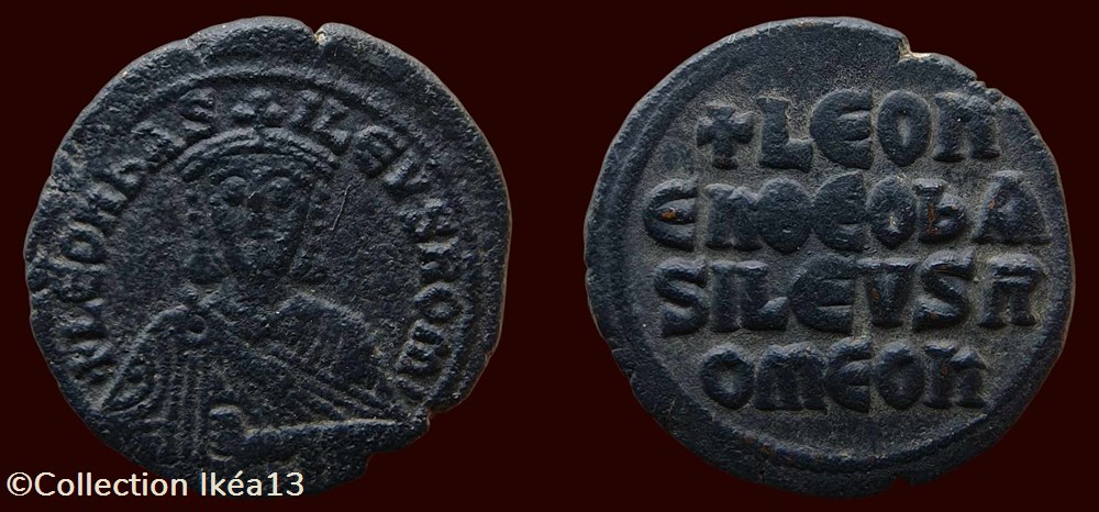 LEON BASILEVS ROM / LEON EN QEO BASILEVS ROMEON monnaies byzantines la dynastie macedonienne leon basilevs rom leon en qeo basilevs romeon