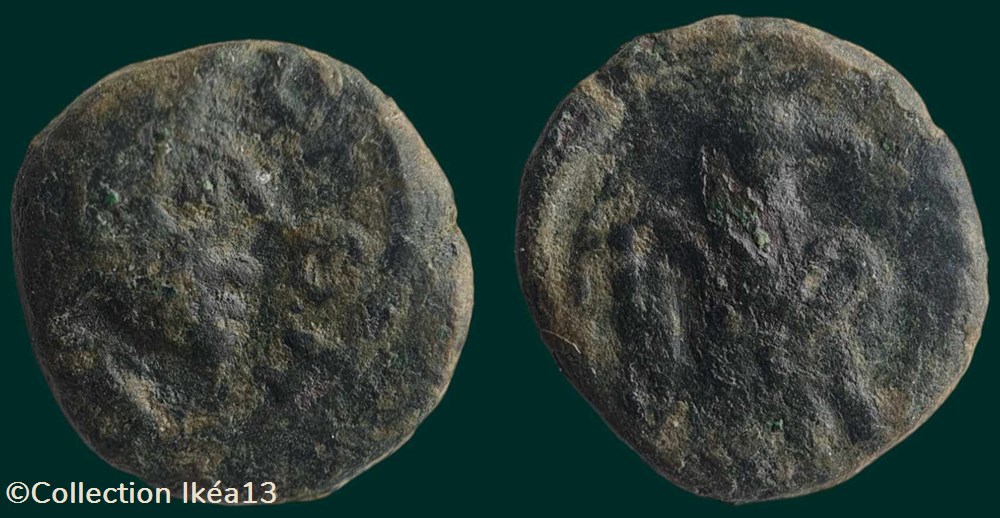 Petit bronze tardif à l'aigle - PBM-85-2 monnaies antiques celtes petit bronze tardif a aigle pbm 85 2
