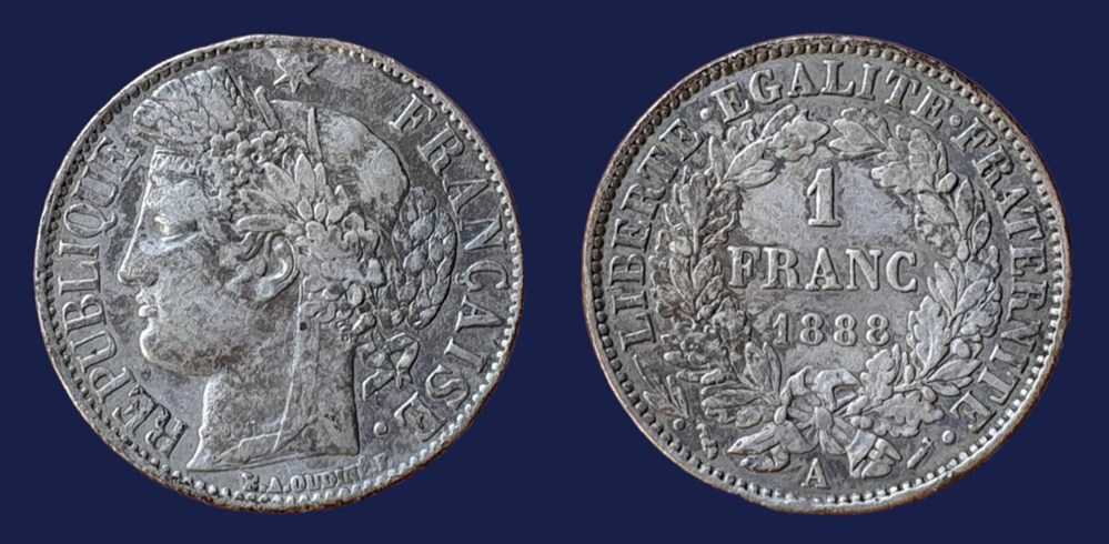 1 Franc CERES 1888 A monnaies monde france 1 franc ceres 1888 a
