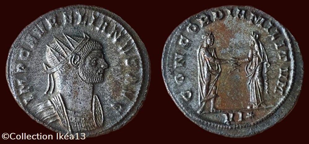 IMP C AVRELIANVS AVG / CONCORDIA MILITVM monnaies antiques romaines imperiales et republicaines imp c avrelianvs avg concordia militvm