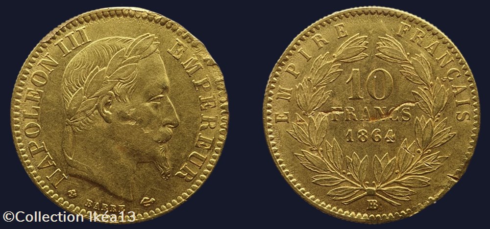 10 Fr Or Napoléon III 1864 BB monnaies monde france 10 fr or napoleon iii 1864 bb