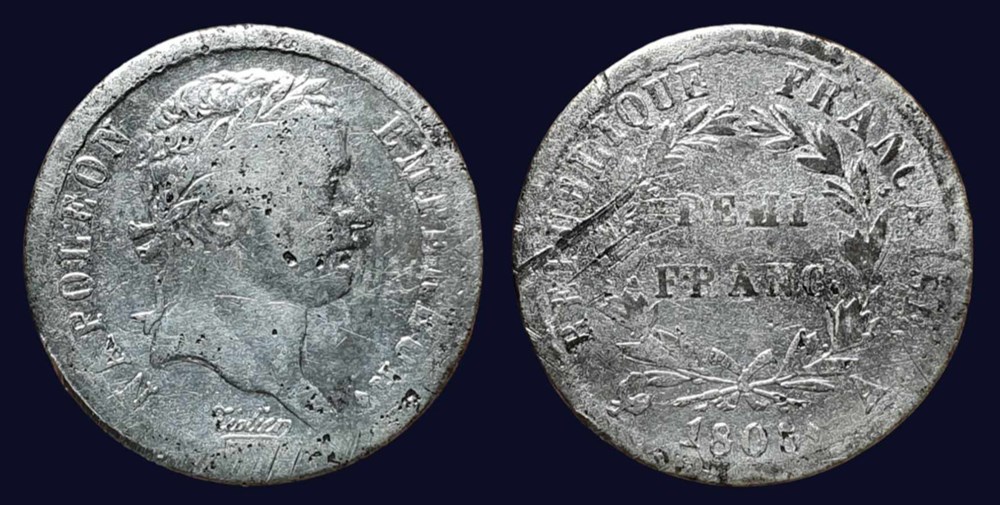 monnaies monde france demi franc napoleon ier tete lauree republique francaise