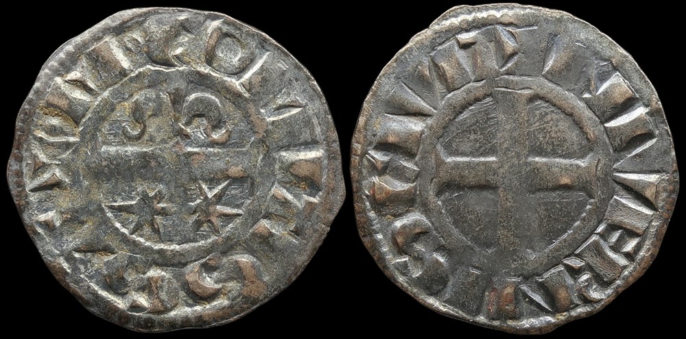 Comté de Nevers, denier de Mahaut II monnaies europe medievale france feodales comte de nevers denier de mahaut ii