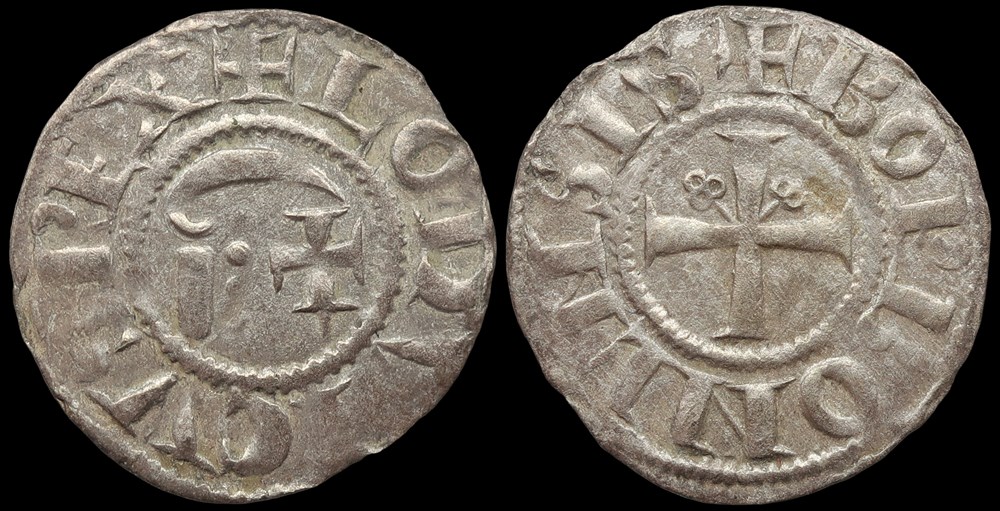 Seigneurie de Bourbon, denier anonyme monnaies europe medievale france feodales seigneurie de bourbon denier anonyme