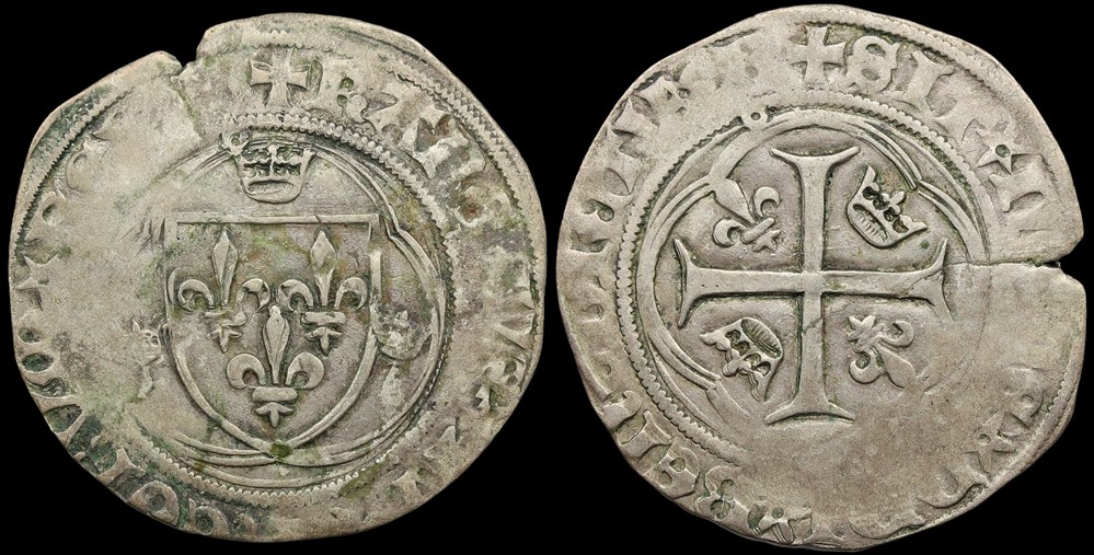 1483-1498 Charles VIII, Blanc à la couronne, Bourges monnaies europe medievale france royales 1483 1498 charles viii blanc a la couronne bourges