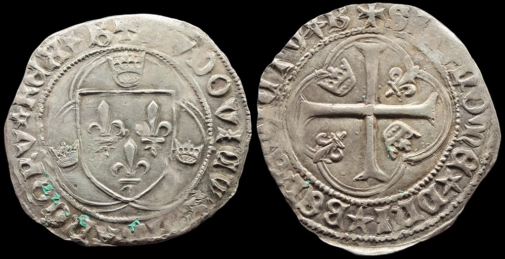 1461-1483 Louis XI, Blanc à la couronne, Bourges, 2ème émission monnaies europe medievale france royales 1461 1483 louis xi blanc a la couronne bourges 2eme emission