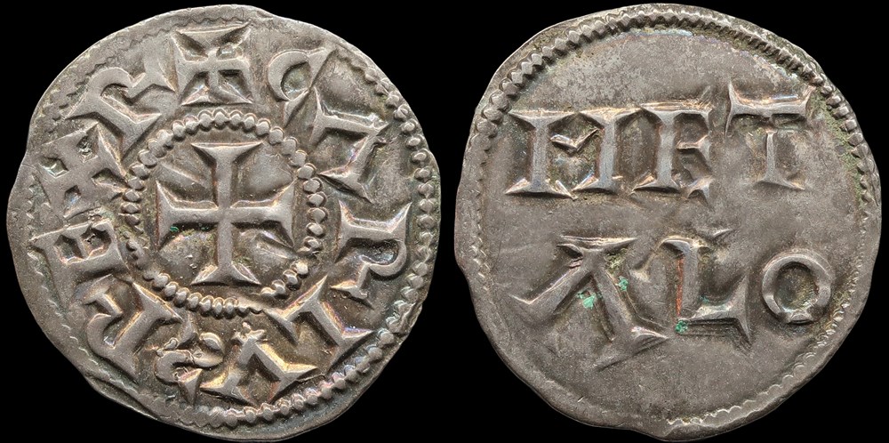 monnaies europe medievale france feodales comte de poitiers denier immobilise au type de charles le simple