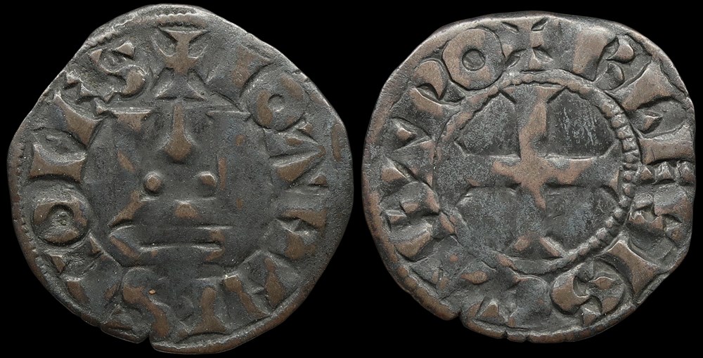 Comté de Blois, denier de Jean de Châtillon monnaies europe medievale france feodales comte de blois denier de jean de chatillon