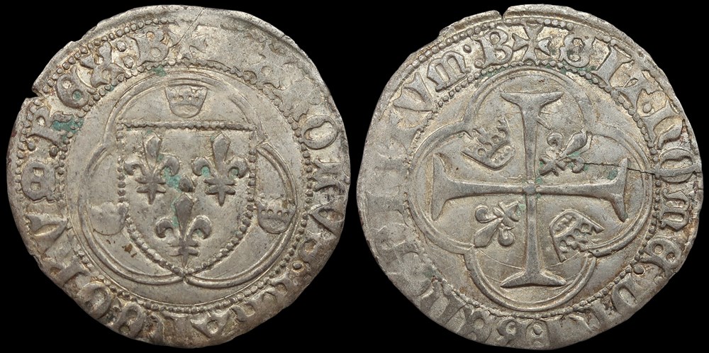 1422-1461 Charles VII, Blanc à la couronne, Bourges, 1ère émission monnaies europe medievale france royales 1422 1461 charles vii blanc a la couronne bourges 1ere emission