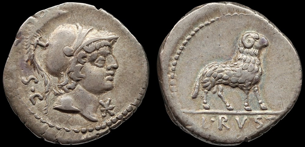 320- République, Rustia (Lucius Rustius) monnaies antiques romaines imperiales et republicaines 320 republique rustia lucius rustius
