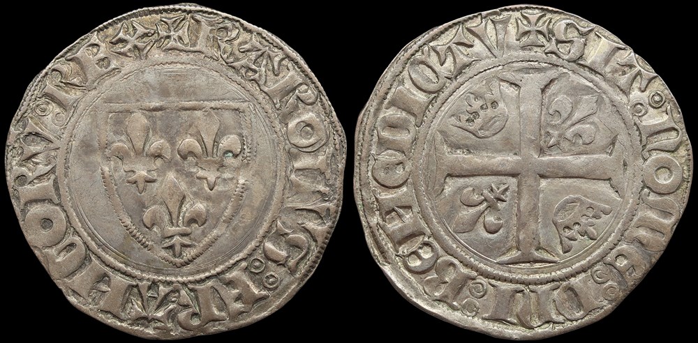 monnaies europe medievale france royales 1380 1422 charles vi blanc guenar paris 2eme emission