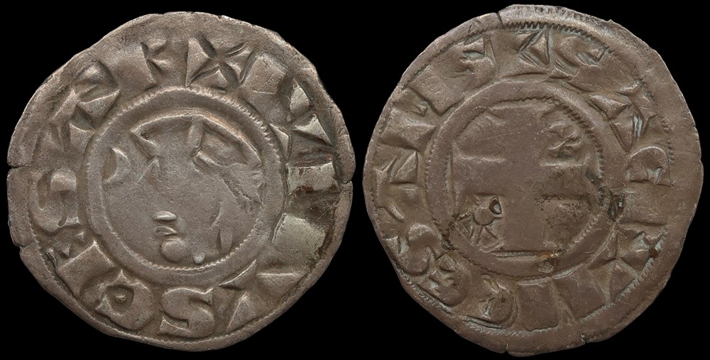 Comté de Sancerre, denier anonyme monnaies europe medievale france feodales comte de sancerre denier anonyme