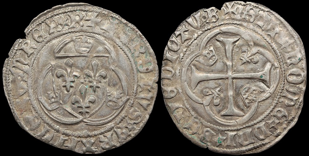 1422-1461 Charles VII, Blanc à la couronne, Bourges, 4ème émission monnaies europe medievale france royales 1422 1461 charles vii blanc a la couronne bourges 4eme emission