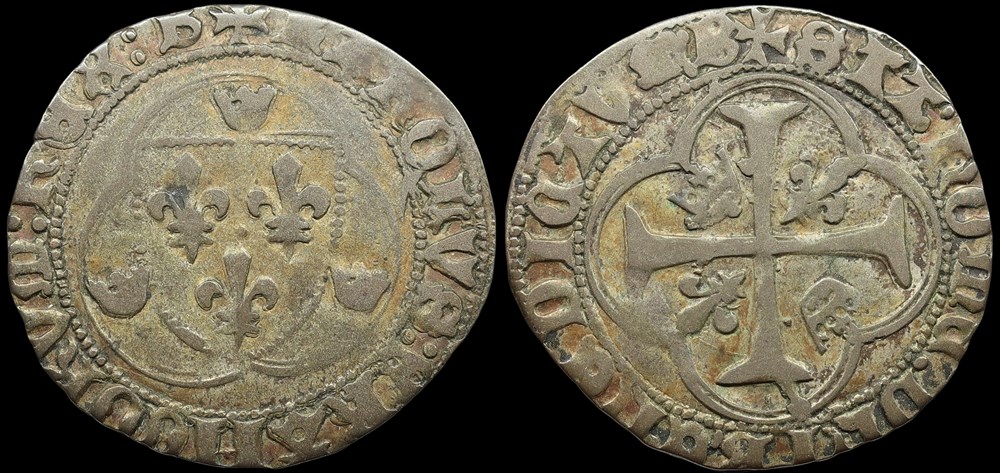 1422-1461 Charles VII, Blanc à la couronne, Bourges, 1ère émission monnaies europe medievale france royales 1422 1461 charles vii blanc a la couronne bourges 1ere emission