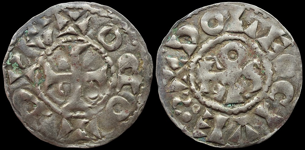 Seigneurie de Déols, denier d'Eudes l'Ancien monnaies europe medievale france feodales seigneurie de deols denier eudes ancien