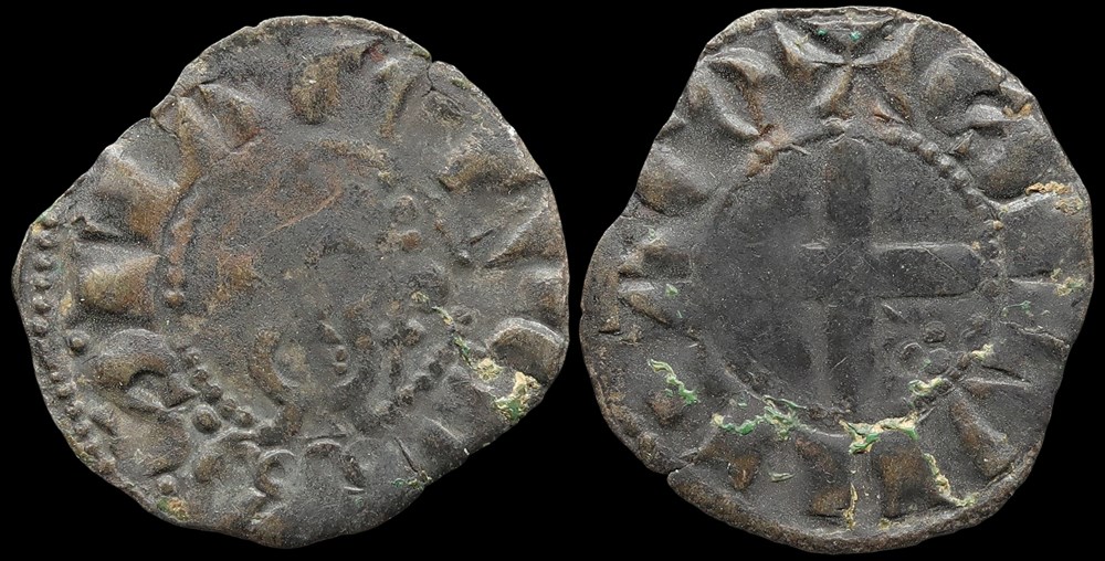Prieuré de Souvigny, denier anonyme monnaies europe medievale france feodales prieure de souvigny denier anonyme