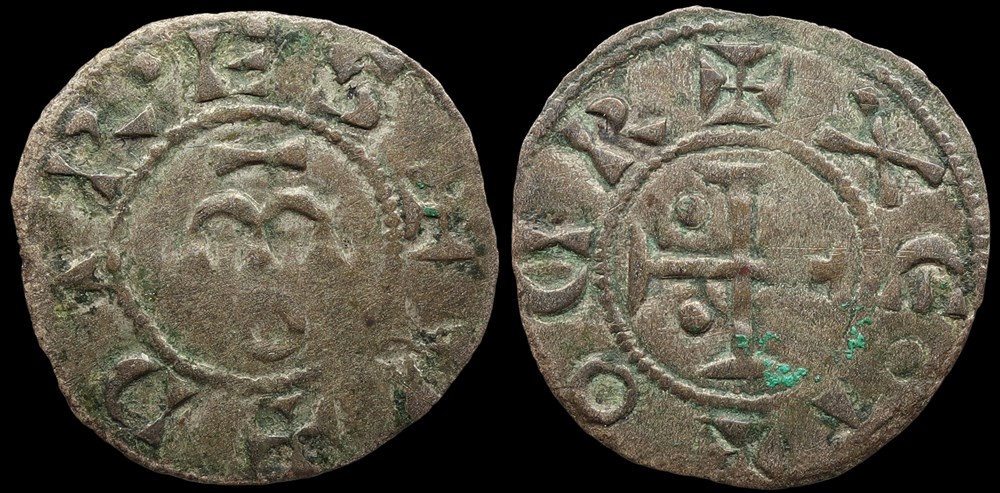 Seigneurie d'Issoudun, denier anonyme monnaies europe medievale france feodales seigneurie issoudun denier anonyme