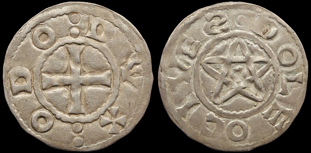 Seigneurie de Déols, denier d'Eudes l'Ancien monnaies europe medievale france feodales seigneurie de deols denier eudes ancien