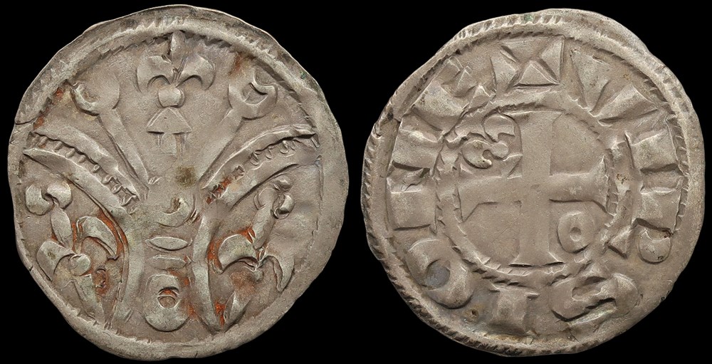 Seigneurie de Vierzon, denier anonyme monnaies europe medievale france feodales seigneurie de vierzon denier anonyme