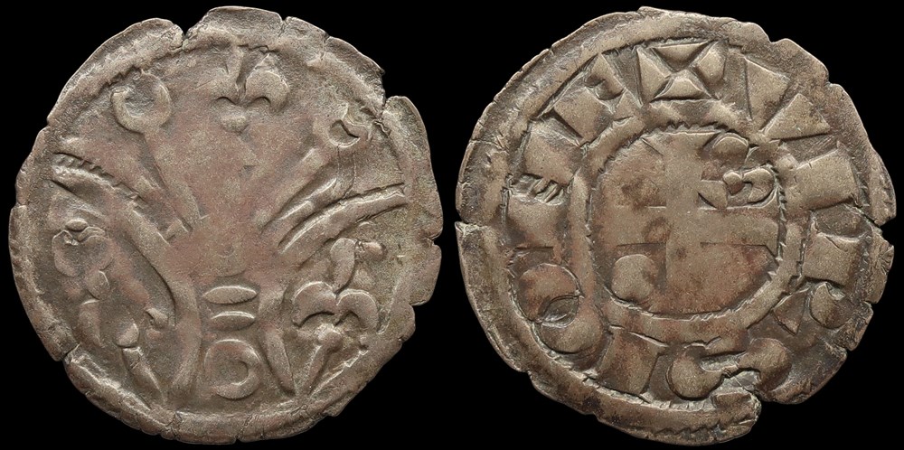 Seigneurie de Vierzon, denier anonyme monnaies europe medievale france feodales seigneurie de vierzon denier anonyme