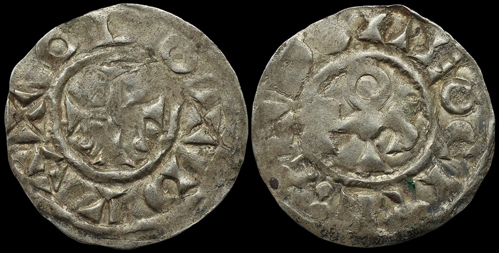 Seigneurie de Déols, denier d'Eudes l'Ancien monnaies europe medievale france feodales seigneurie de deols denier eudes ancien