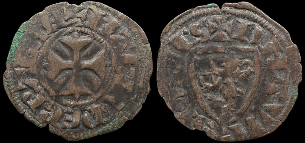 Seigneurie de Vierzon, denier de Marie de Brabant monnaies europe medievale france feodales seigneurie de vierzon denier de marie de brabant