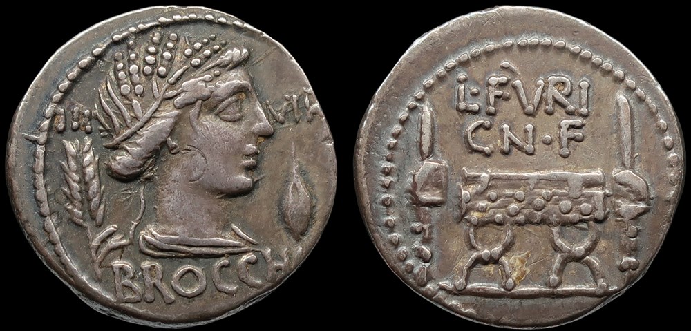 365- République, Furia (Lucius Furius Brocchus) monnaies antiques romaines imperiales et republicaines 365 republique furia lucius furius brocchus